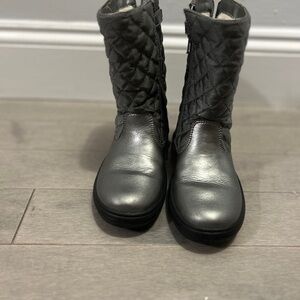 Quilted Gray Leather Boots